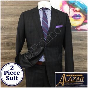 Mens BESPOKE Suit 2 Piece Jacket Pants Blazer Sport Coat Size‎ 44L Wool Classic